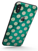 Dark Teal and White Polka Dots Pattern - iPhone X Skin-Kit