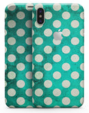 Dark Teal and White Polka Dots Pattern - iPhone X Skin-Kit
