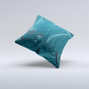Dark Vector Teal Jelly Fish ink-Fuzed Decorative Throw Pillow