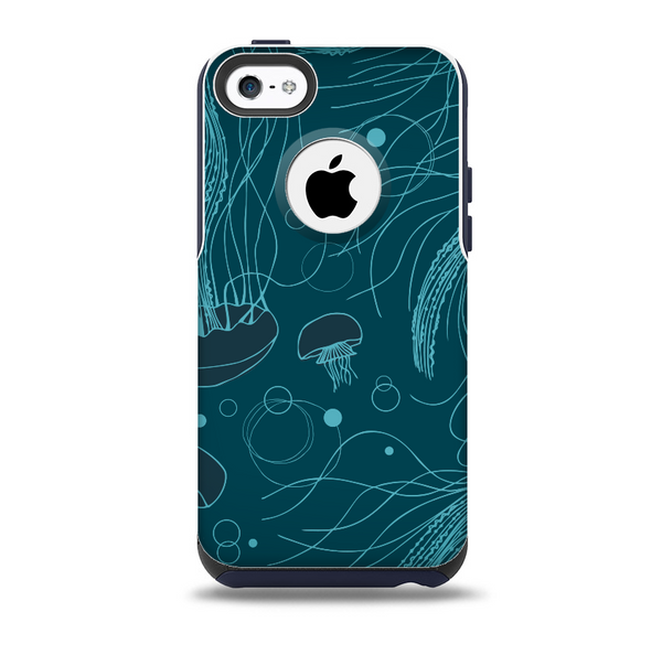 Dark Vector Teal Jelly Fish Skin for the iPhone 5c OtterBox Commuter Case