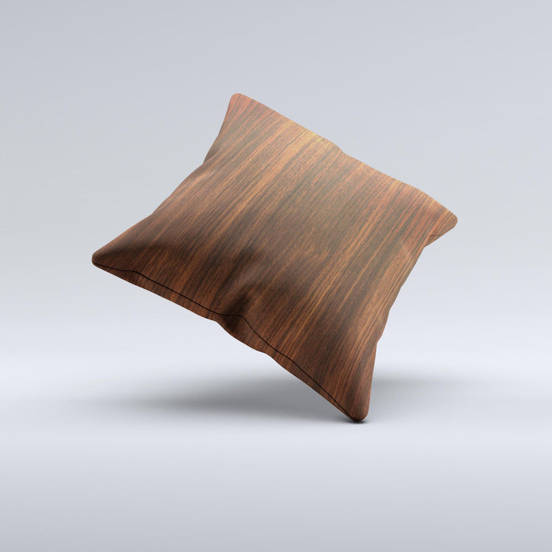Dark Walnut Stained Wood Ink-Fuzed Decorative Throw Pillow