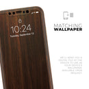Dark Walnut Stained Wood - Skin-Kit compatible with the Apple iPhone 13, 13 Pro Max, 13 Mini, 13 Pro, iPhone 12, iPhone 11 (All iPhones Available)