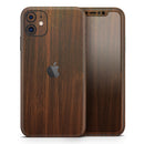 Dark Walnut Stained Wood - Skin-Kit compatible with the Apple iPhone 13, 13 Pro Max, 13 Mini, 13 Pro, iPhone 12, iPhone 11 (All iPhones Available)