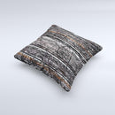 Dark Wood with Floral Pattern ink-Fuzed Decorative Throw Pillow