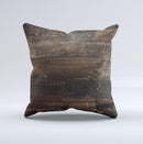 Dark Wooden Worn Planks ink-Fuzed Decorative Throw Pillow