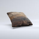 Dark Wooden Worn Planks ink-Fuzed Decorative Throw Pillow