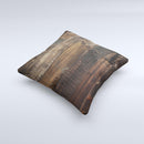 Dark Wooden Worn Planks ink-Fuzed Decorative Throw Pillow