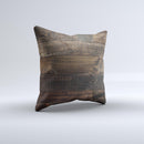 Dark Wooden Worn Planks ink-Fuzed Decorative Throw Pillow