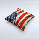 Dark Wrinkled American Flag ink-Fuzed Decorative Throw Pillow
