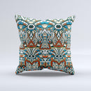 Decorative Blue & Red Aztec Pattern ink-Fuzed Decorative Throw Pillow