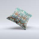Decorative Blue & Red Aztec Pattern ink-Fuzed Decorative Throw Pillow