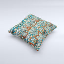 Decorative Blue & Red Aztec Pattern ink-Fuzed Decorative Throw Pillow