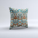 Decorative Blue & Red Aztec Pattern ink-Fuzed Decorative Throw Pillow