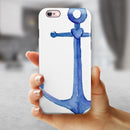 Deep Blue Watercolor Heart Anchor iPhone 6/6s or 6/6s Plus 2-Piece Hybrid INK-Fuzed Case