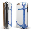 Deep Blue Watercolor Heart Anchor iPhone 6/6s or 6/6s Plus 2-Piece Hybrid INK-Fuzed Case