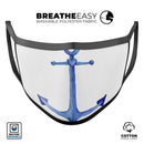 Deep Blue Watercolor Heart Anchor - Made in USA Mouth Cover Unisex Anti-Dust Cotton Blend Reusable & Washable Face Mask with Adjustable Sizing for Adult or Child