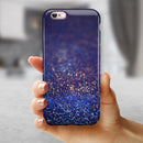 Deep Blue with Gold Shimmering Orbs of Light iPhone 6/6s or 6/6s Plus 2-Piece Hybrid INK-Fuzed Case