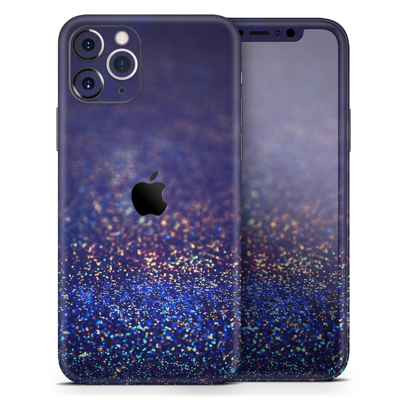 Deep Blue with Gold Shimmering Orbs of Light  - Protective Skin Wrap & Decal – Compatible with iPhone SE to iPhone 17 Pro Max (All Models)