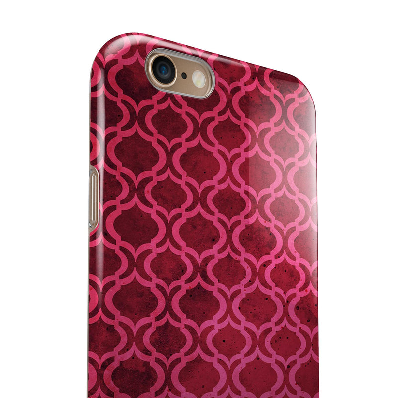Deep Fuschia Oval Pattern iPhone 6/6s or 6/6s Plus 2-Piece Hybrid INK-Fuzed Case