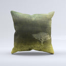 Deep Green Tree Pastel Painting ink-Fuzed Decorative Throw Pillow