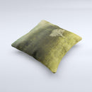 Deep Green Tree Pastel Painting ink-Fuzed Decorative Throw Pillow