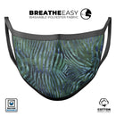 Deep Green and Blue Watercolor Zebra Pattern - Made in USA Mouth Cover Unisex Anti-Dust Cotton Blend Reusable & Washable Face Mask with Adjustable Sizing for Adult or Child
