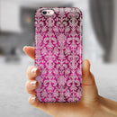 Deep Magenta Damask Pattern iPhone 6/6s or 6/6s Plus 2-Piece Hybrid INK-Fuzed Case