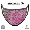 Deep Magenta Damask Pattern - Made in USA Mouth Cover Unisex Anti-Dust Cotton Blend Reusable & Washable Face Mask with Adjustable Sizing for Adult or Child