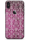 Deep Magenta Damask Pattern - iPhone X Skin-Kit