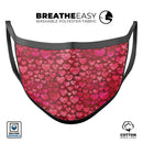 Deep Pink Watercolor Hearts - Made in USA Mouth Cover Unisex Anti-Dust Cotton Blend Reusable & Washable Face Mask with Adjustable Sizing for Adult or Child