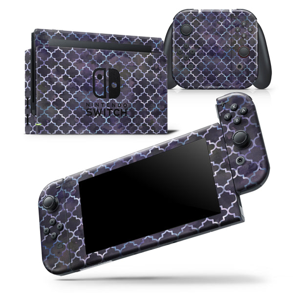 Deep Purple Watercolor Quatrefoil - Skin Wrap Decal for Nintendo Switch Lite Console & Dock - 3DS XL - 2DS - Pro - DSi - Wii - Joy-Con Gaming Controller