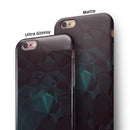 Deep Sea Teal Geometric Shapes iPhone 6/6s or 6/6s Plus 2-Piece Hybrid INK-Fuzed Case