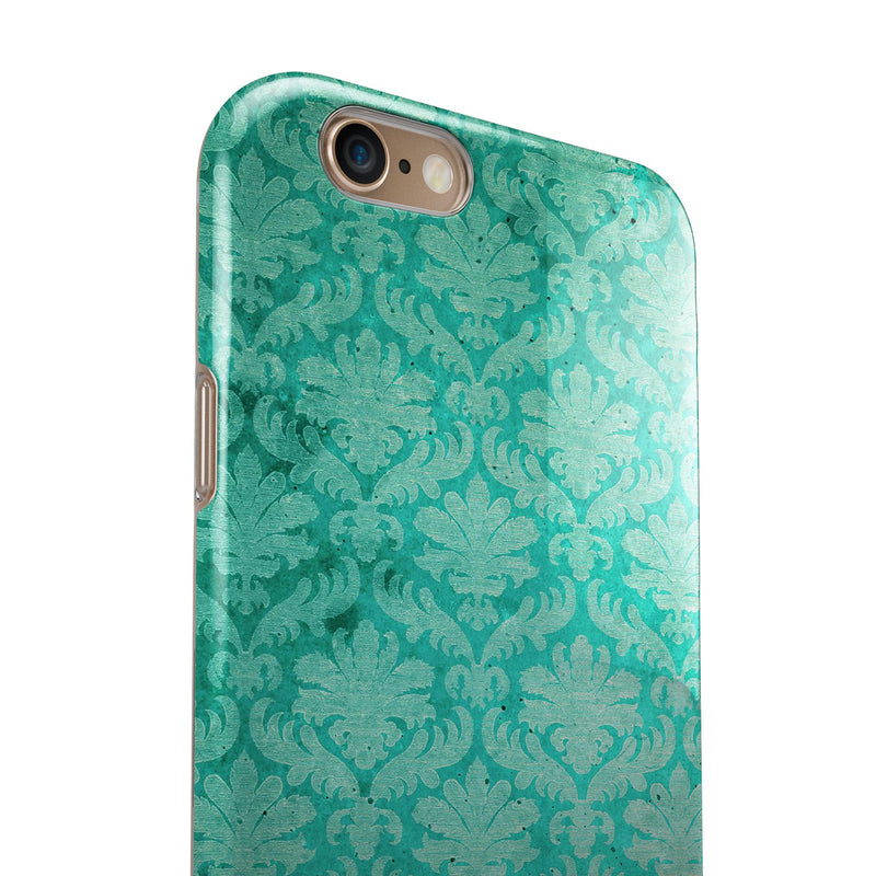 Deep Teal Luxury Pattern iPhone 6/6s or 6/6s Plus 2-Piece Hybrid INK-Fuzed Case
