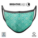 Deep Teal Luxury Pattern - Made in USA Mouth Cover Unisex Anti-Dust Cotton Blend Reusable & Washable Face Mask with Adjustable Sizing for Adult or Child