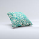 Delicate Green Tan Floral Lace Ink-Fuzed Decorative Throw Pillow