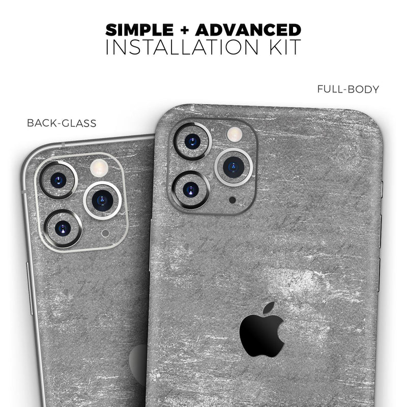Distressed Silver Texture v7 - Skin-Kit compatible with the Apple iPhone 13, 13 Pro Max, 13 Mini, 13 Pro, iPhone 12, iPhone 11 (All iPhones Available)