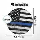 Distressed Wood Patriotic American Flag with Thin Blue Line// WaterProof Rubber Foam Backed Anti-Slip Mouse Pad for Home Work Office or Gaming Computer Desk
