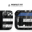 Distressed Wood Patriotic American Flag with Thin Blue Line // Full Body Skin Decal Wrap Kit for the Steam Deck handheld gaming computer