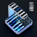 Distressed Wood Patriotic American Flag with Thin Blue Line UV Germicidal Sanitizing Sterilizing Wireless Smart Phone Screen Cleaner + Charging Station