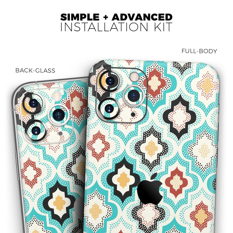 Dotted Moroccan pattern - Skin-Kit compatible with the Apple iPhone 13, 13 Pro Max, 13 Mini, 13 Pro, iPhone 12, iPhone 11 (All iPhones Available)
