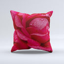 Drenched Red Rose ink-Fuzed Decorative Throw Pillow
