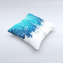 Dripping Blue White Music Notes ink-Fuzed Decorative Throw Pillow