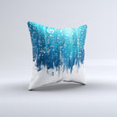 Dripping Blue White Music Notes ink-Fuzed Decorative Throw Pillow