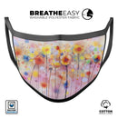 Drizzle Watercolor Flowers V1 - Made in USA Mouth Cover Unisex Anti-Dust Cotton Blend Reusable & Washable Face Mask with Adjustable Sizing for Adult or Child