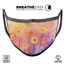 Drizzle Watercolor Flowers V2 - Made in USA Mouth Cover Unisex Anti-Dust Cotton Blend Reusable & Washable Face Mask with Adjustable Sizing for Adult or Child