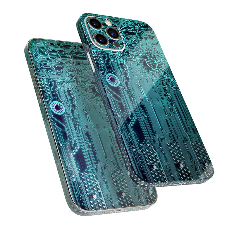 Electric Circuit Board V5 // Full-Body Skin Decal Wrap Cover for Apple iPhone 15, 14, 13, Pro, Pro Max, Mini, XR, XS, SE (All Models)