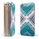 Ethnic Aztec Blue and Pink Point iPhone 6/6s or 6/6s Plus 2-Piece Hybrid INK-Fuzed Case