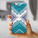 Ethnic Aztec Blue and Pink Point iPhone 6/6s or 6/6s Plus 2-Piece Hybrid INK-Fuzed Case
