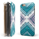 Ethnic Aztec Blue and Pink Point iPhone 6/6s or 6/6s Plus 2-Piece Hybrid INK-Fuzed Case