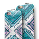 Ethnic Aztec Blue and Pink Point iPhone 6/6s or 6/6s Plus 2-Piece Hybrid INK-Fuzed Case